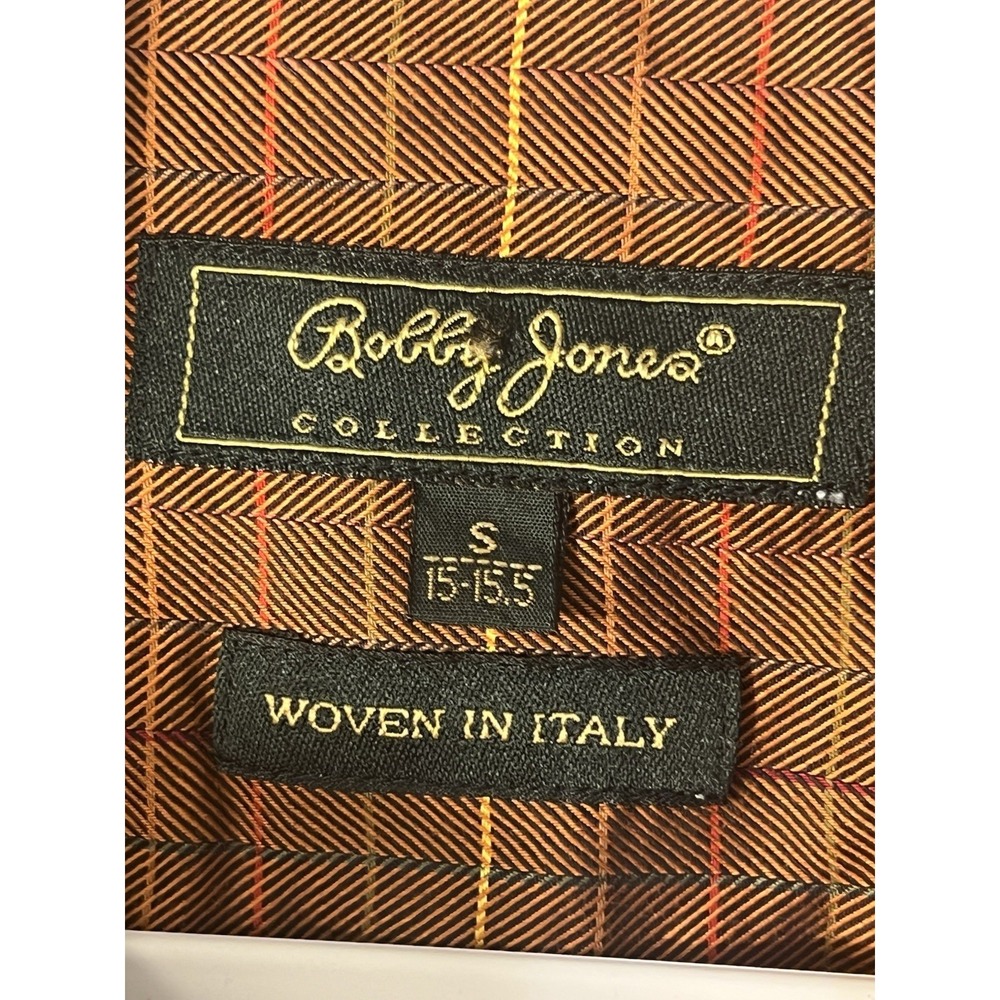 Bobby Jones Collection Mens Small Orange Brown Check Woven in Italy Golf Shirt - Picture 5 of 9